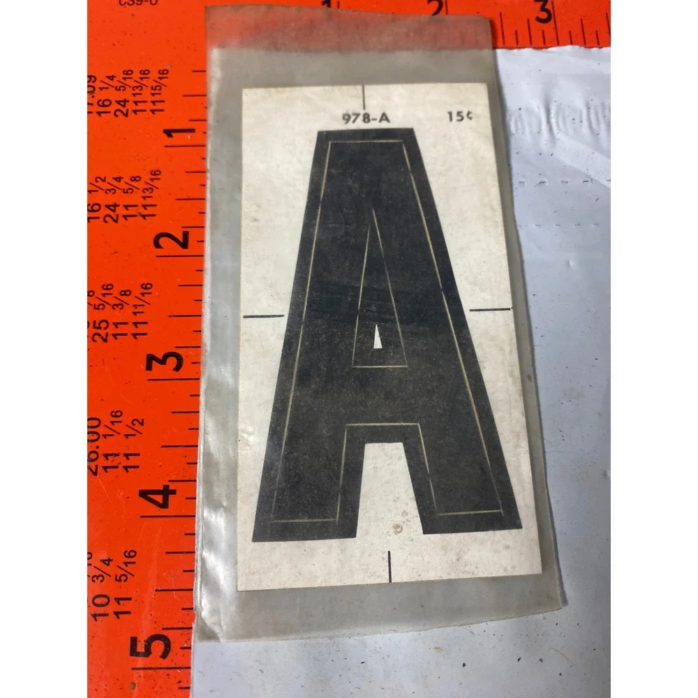 Vintage Black Collegiate Block Letter A Iron-On Transfer 978-A 4.5 Inch Varsity